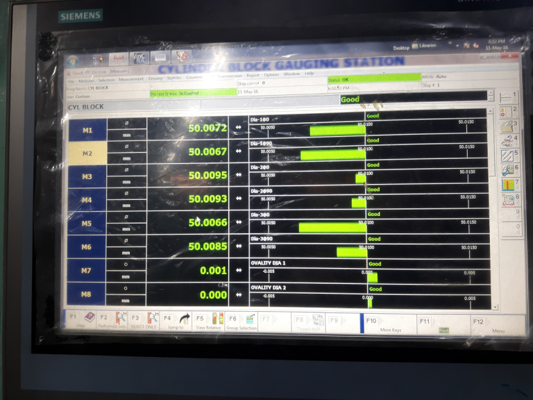 Inspection data display of online gauging machine